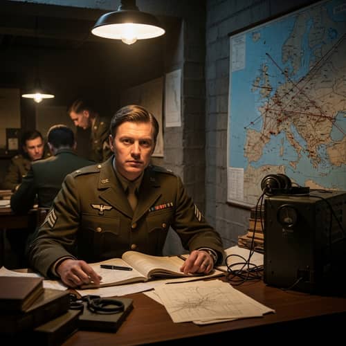 World War II Intelligence Officer in War Bunker