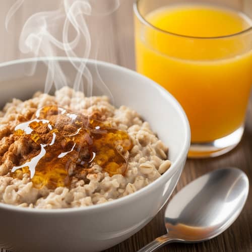 Delicious Fresh Oatmeal with Cinnamon and Honey