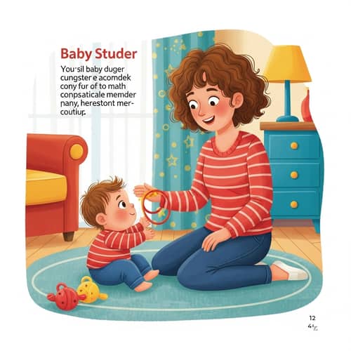 Cheerful Babysitter Playing with Adorable Toddler | Homey Children's Book Scene