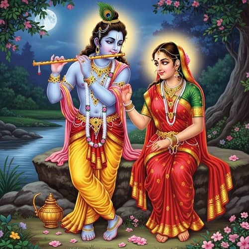 Ancient Indian Mythology: Iconic Characters in Serene Scene