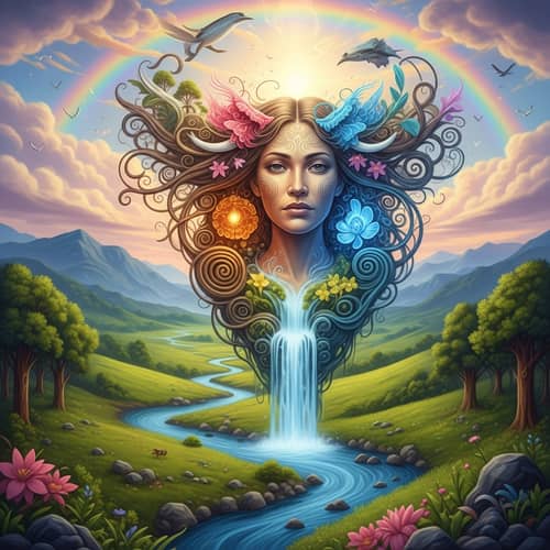 Papatuanuku - Maori Earth Goddess in Vibrant Colors