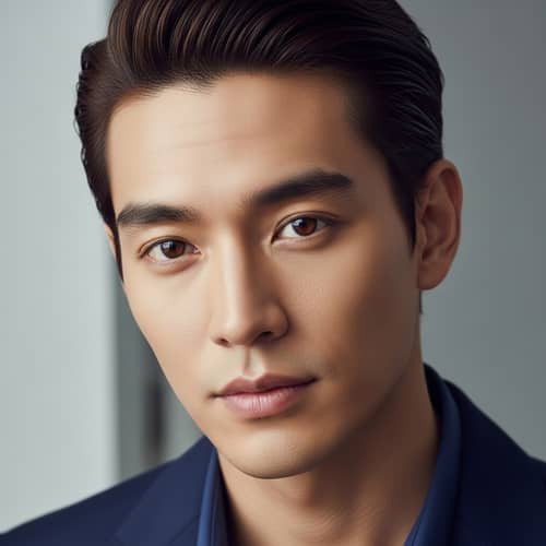 Stunning Asian Man with Monolid Brown Eyes and Sleek Hair