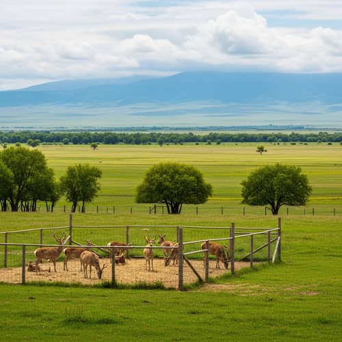 Serene Landscape with Vibrant Greenery and Wildlife Harmony
