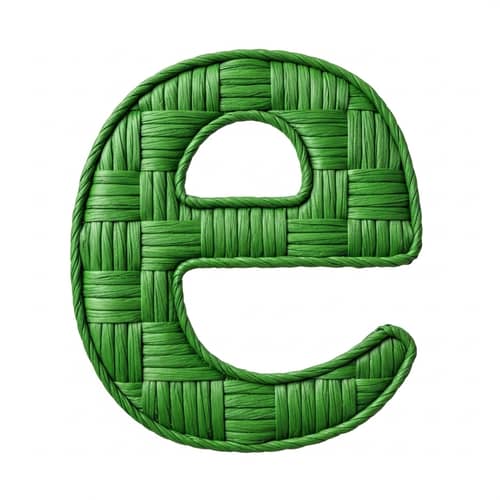 Artisan Green Handwoven Basket in 'e' Shape