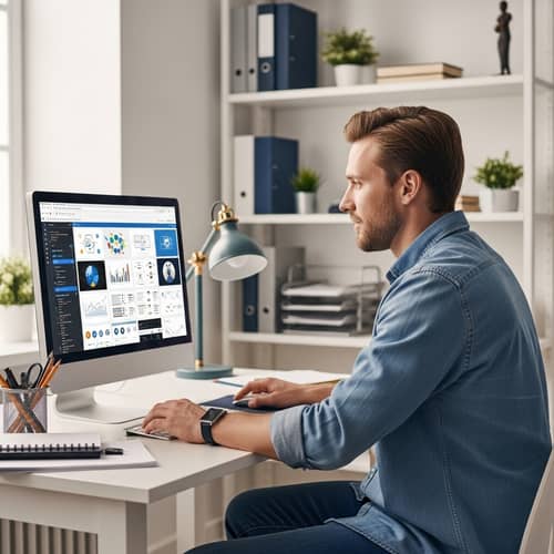 Male Teacher Using AI to Generate Educational Images