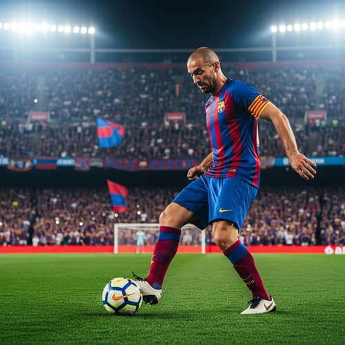 Professional Football Player Performing Control Move on Green Pitch