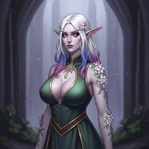 Captivating Elven Character with White Hair and Unique Features