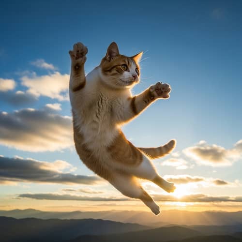 Cat Soaring Through the Sky - Amazing Flying Feline!
