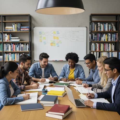 Diverse International Study Group Engaged in Collaborative Learning