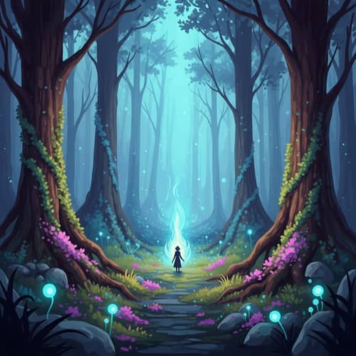 Enchanting Magical Forest - Vibrant Ethereal Hues & Mystical Creatures