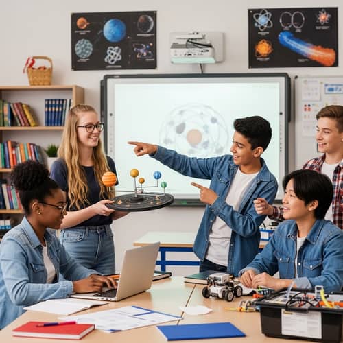 Teenage Students Celebrating Successful Science Project