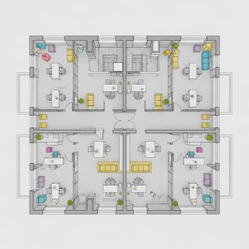 Modernist Office Space Architectural Blueprint | Minimalist Design