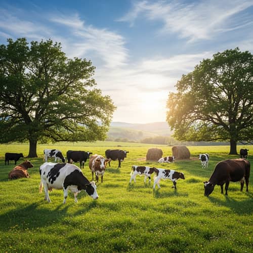 Diverse Dairy Cows in Lush Pasture | Farm Scene