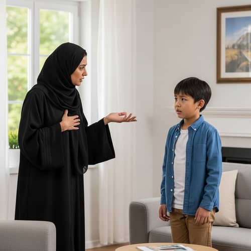 Middle Eastern Mother Refusing Son To Go Outside