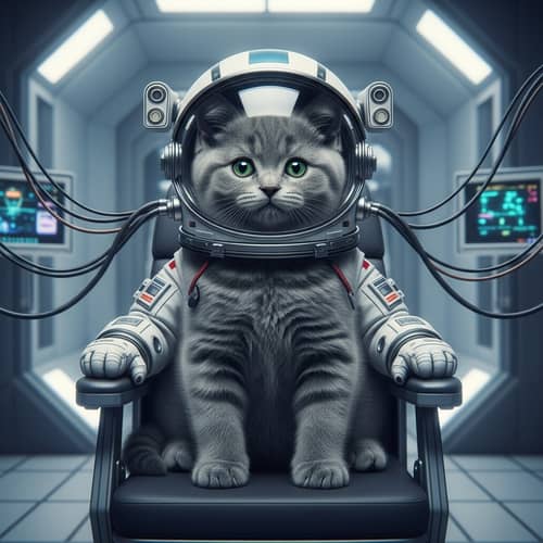 Astronaut Kitten in Space Laboratory - Cute British Kitten