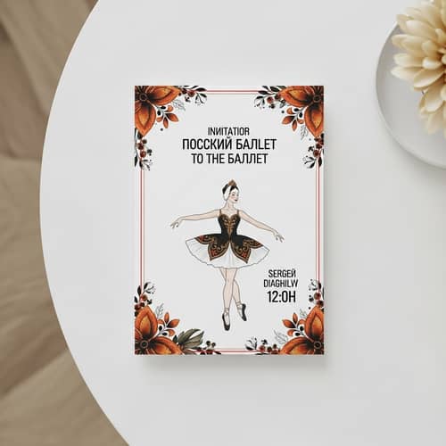 Minimalist Ballet Invitation Card | Traditional Russian Ballerina Art