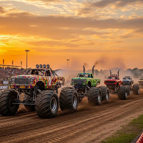 High-Adrenaline Monster Truck Racing Off-Road Scene