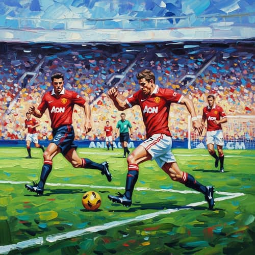Vibrant Manchester United Soccer Game Painting