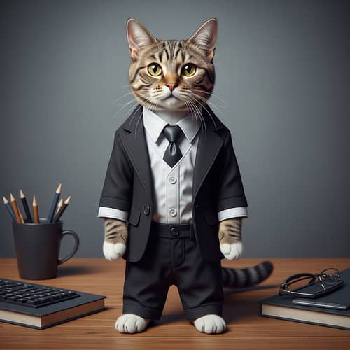 Sophisticated Feline in Tailored Suit | Elegant Cat Attire