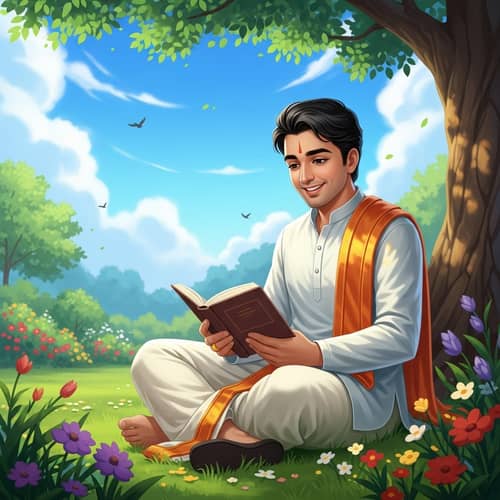Young South Asian Male Immersed in Nature | Book in Hand