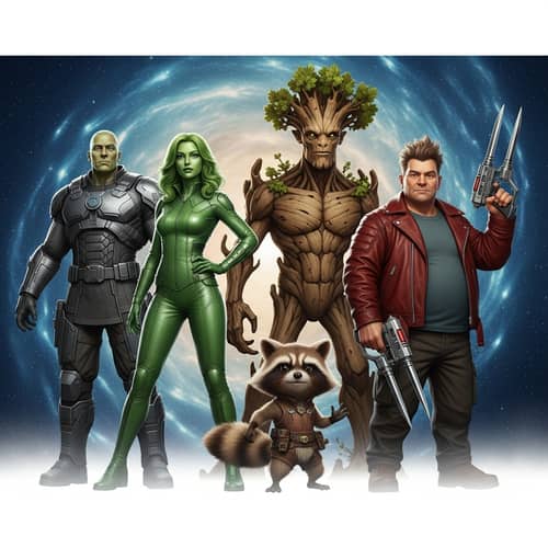 Futuristic Sci-Fi Characters in Nebula Setting