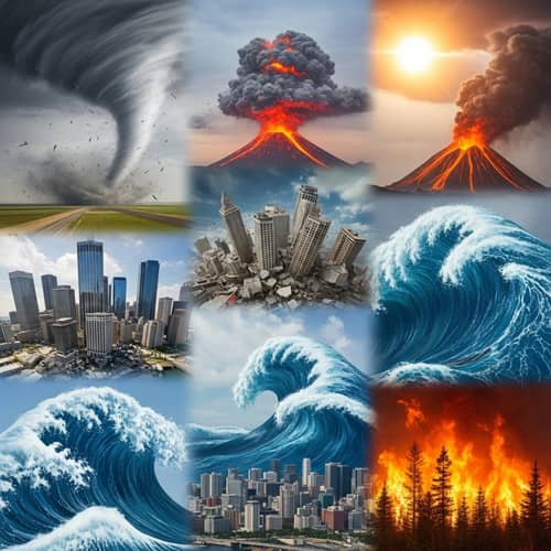 Natural Disasters: Tornado, Volcanic Eruption, Earthquake, Tsunami, Forest Fire