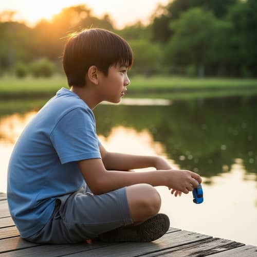 Focused Twelve-Year-Old Asian Boy