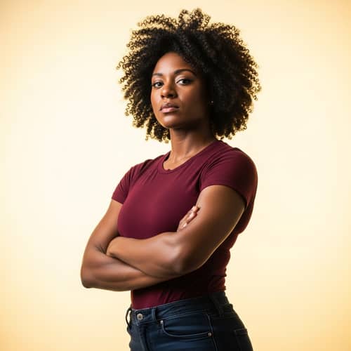 Empowering Black Woman: Confident and Strong Standing Silhouette