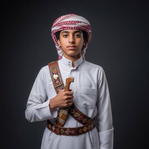 16-Year-Old Yemeni Boy in Traditional Yemeni Clothing