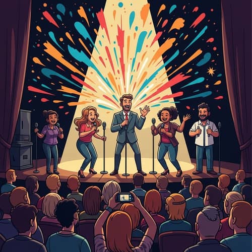 Vibrant Stand-up Comedy Show with Diverse Comedians