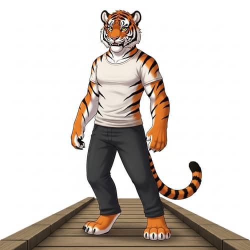 Young Anthropomorphic Tiger: A Stunning Display of Natural Beauty
