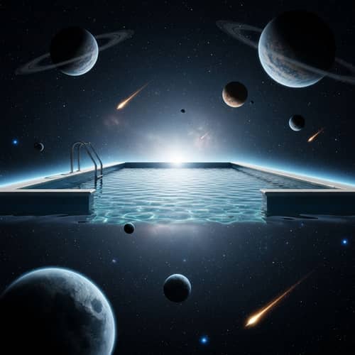 Swimming Pool in Space: Surreal Image of Celestial Oasis