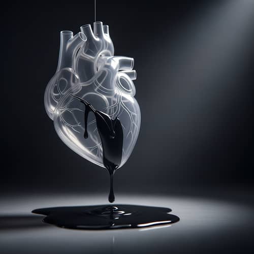 Plastic Heart Seeping Black Liquid - Dark Fantasy Art