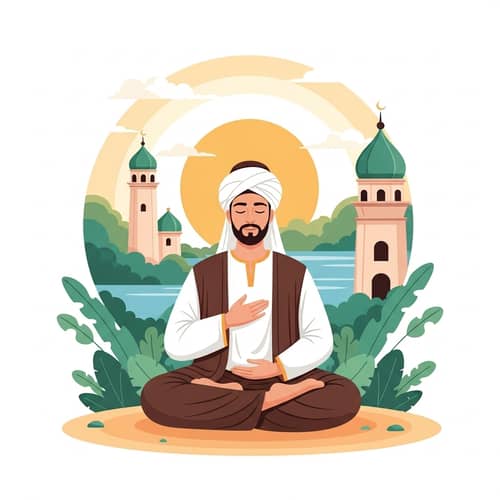 Serene Meditation Illustration: Tranquil Human Figure in Lotus Pose