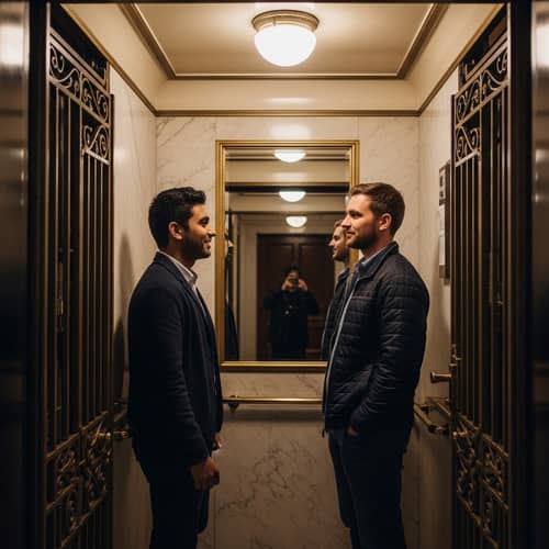 Casual Conversation in Antique Russian Elevator | Diverse Duo