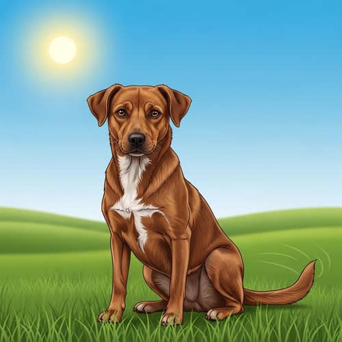 Beautiful Medium-Sized Dog with Short, Brown Fur | Green Field Setting