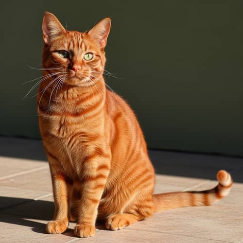 Radiant Crimson-Red Cat with Sparkling Emerald-Green Eyes