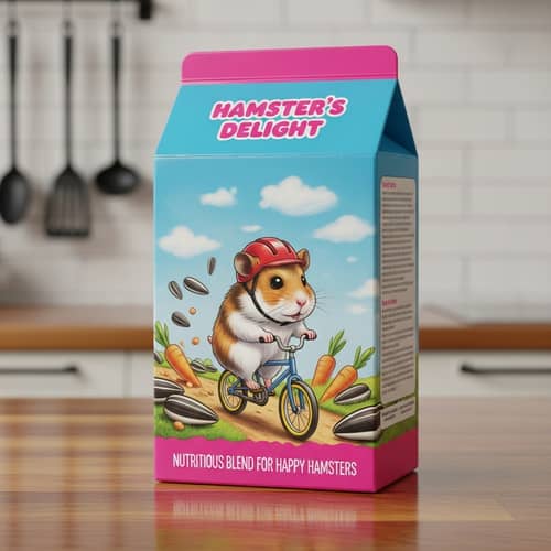 Hamster Food Box with Hamster on Bicycle