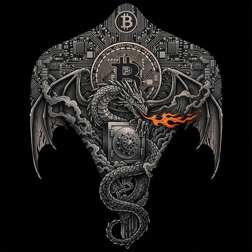 Cryptocurrency and Fantasy Tattoo Design - Magical Crypto Dragon