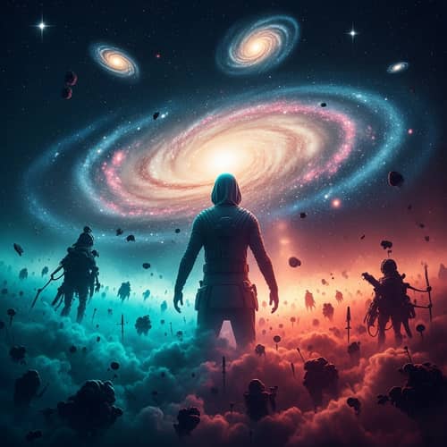 Otherworldly Creature Unfolding from Color-Saturated Nebula