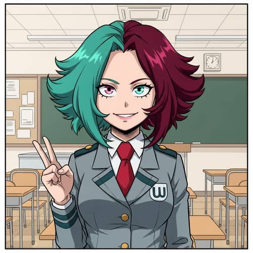 Unique Female-Hero with Rose Quartz-like Hair | Ua School Uniform