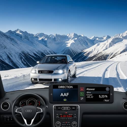Winter Adventure with Audi S3 8L | Snow-Capped Mountains Scene