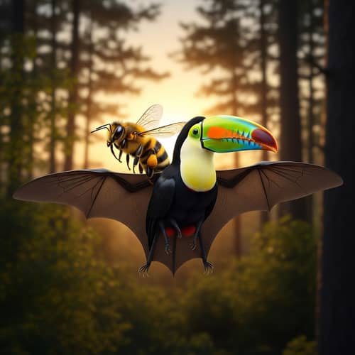 Hybrid Creature of Bee, Vampire Bat, and Toucan