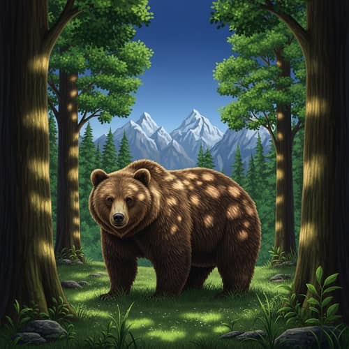 Majestic 'Oso' Brown Bear in Lush Forest Wilderness
