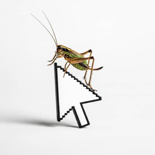 Lifelike Cricket on Computer Mouse Cursor