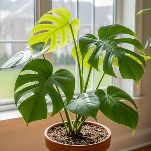Lush Monstera Deliciosa Plant | Bright Green Heart-Shaped Leaves