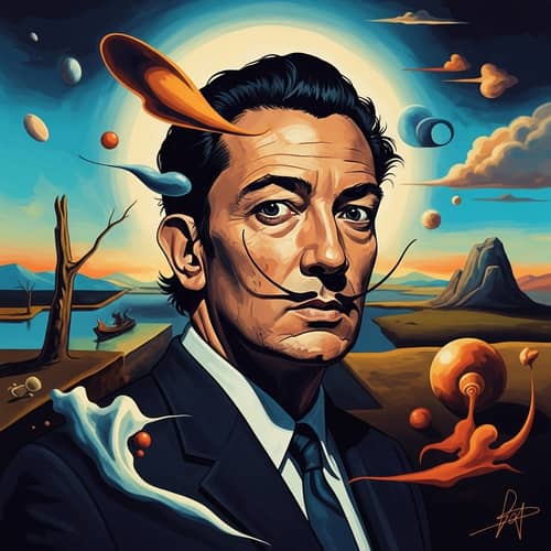 Surrealistic Portrait of an Intriguing Man in Vibrant Colors