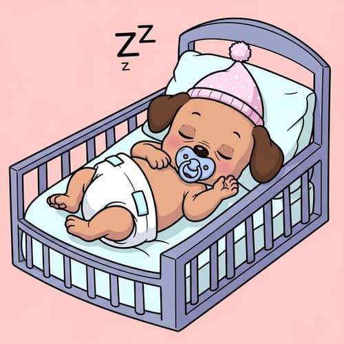 Adorable One-Month-Old Puppy Sleeping in Crib | Cute Baby Dog Cartoon
