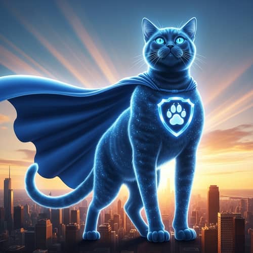 Hero Cat: Feline Superpowers & Radiant Blue Fur