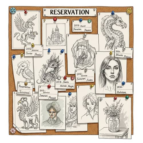 Sketches and Drawings on a Reservation Board